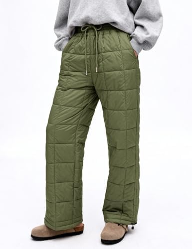 PEHMEA Womens Winter Snow Pants Windproof Warm Wide Leg Ski Casual Trousers