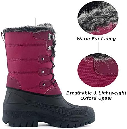 Knixmax Women's Waterproof Mid-Calf Winter Snow Boots US 6-11