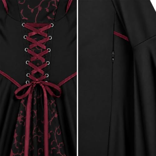 Doloowee Girls Vampire Costume 4-Piece Halloween Dress Up Outfit Ages 3-12
