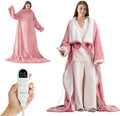 Bedsure Wearable Heated Blanket with Foot Pocket & Sleeves, 50x71+18", Pink