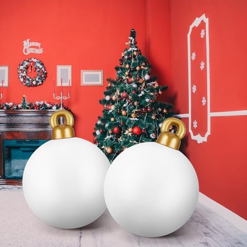 Jetec 4 Pcs Giant Inflatable Christmas Ball, Solid, White