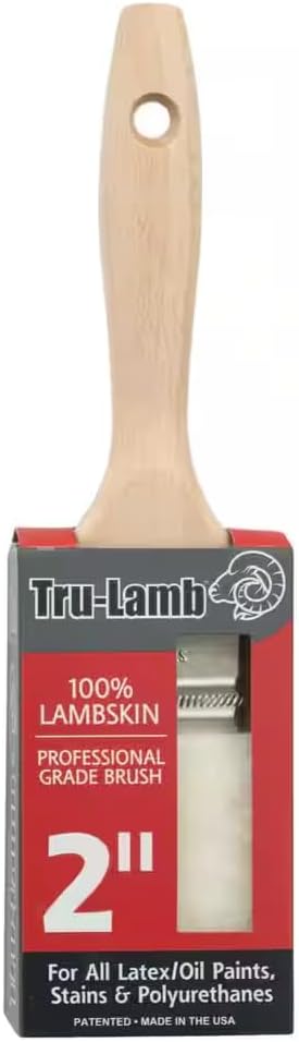 Lambskin Stain & Paint Brush - for use with All Latex and Oil Based Paints, Stains and Polyurethanes. Premium Lambskin - New and Patented Design (2 Inch)