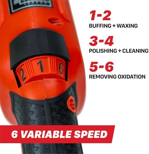 Maxshine MB21 Pro Brushless DA Polisher – 21mm Long Throw Car Buffer with 6” Backing Plate, 1200W Motor, 5/16”-24 Thread & 6-Speed Control – Auto Detailing Tool for Cars, Trucks, SUVs & Boats