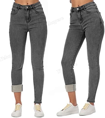 Yehopere Women's Winter Fleece Lined Jeans Slim Fit Warm Skinny High Waist Denim Jean