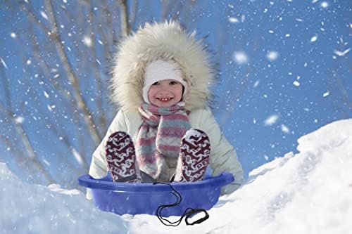 Superio Toboggan Snow Sled- 37” Plastic Slider for Kids and Adults- Heavy Duty Sled for 1 Rider with Pull Ropes for Downhill Sledding, Winter Outdoor Sports