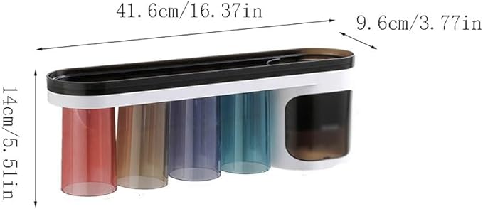 Toothbrush Rack Wall-Mounted Plastic Toothbrush Holder with Lid Toothpaste Holder Multifunctional Bathroom Accessories Storage Box Bathroom Toothbrush Holder, S41.6cm