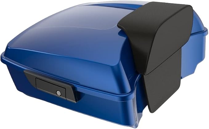 Advanblack Road Glide Tour Trunk Pack Bright Billiard Blue Chopped Tour Trunk Pack Backrest Pad for '97-'25 Harley Touring Road King Street Glide Electra Glide CVO models