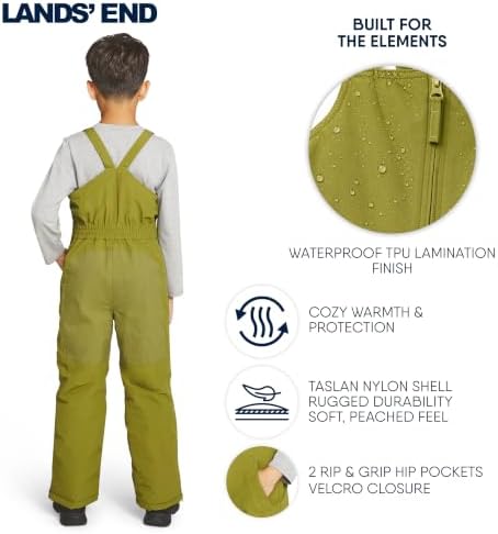 Lands' End Unisex Kids Squall Waterproof Adjustable Insulated Iron Knee Snow Bib Overalls