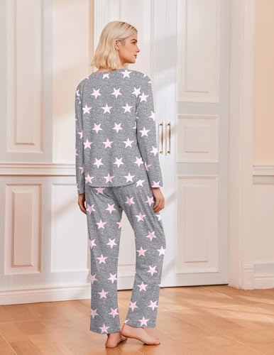 Ekouaer 2 Pack Womens Pajama Sets Long Sleeve Long Pants Pjs Loungewear