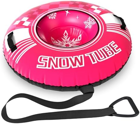 GYMAX Inflatable Snow Tube Sled, 42" Heavy Duty Snow Tubing for Sledding