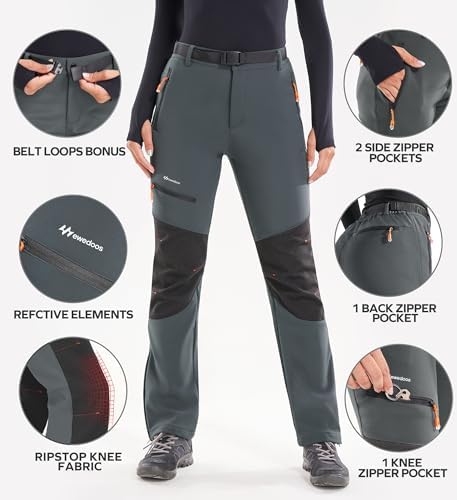 Snow Pants Womens Ski Pants Waterproof Insulated Softhell fleece lined