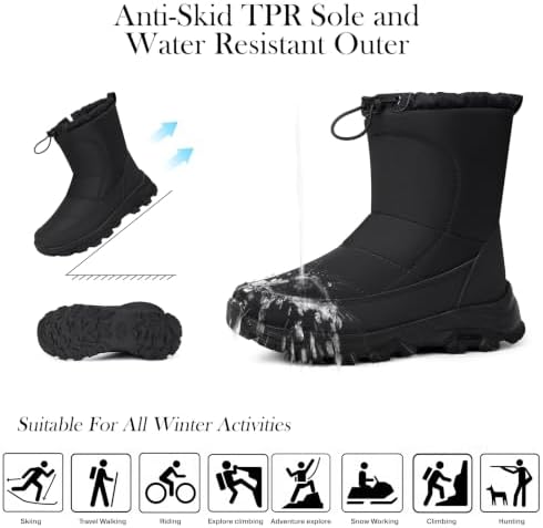 TEMOFON Winter Snow Boots for Women: Comfortable Warm Fur Lined Ankle Boot