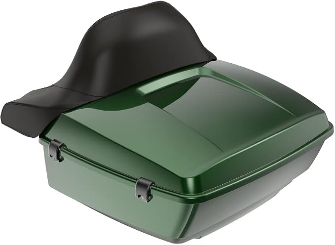 Advanblack Road Glide Tour Trunk Pack Kinetic Green King Tour Trunk Pack Luggage +Wrap-Around Backrest Pad for '97-'25 Harley Touring Road King Street Glide Electra Glide CVO Models