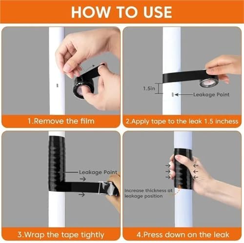 10 Roll 1 Inch X 10 FT Self-Fusing Silicone, Thickness 0.5mm Hose Repair Tape, Heavy Duty and Leak Proof Rubber Hose Tape, Pipe for Water(White)