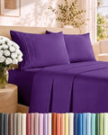 Queen Size 4 Piece Sheet Set - Comfy Breathable & Cooling Sheets - Purple