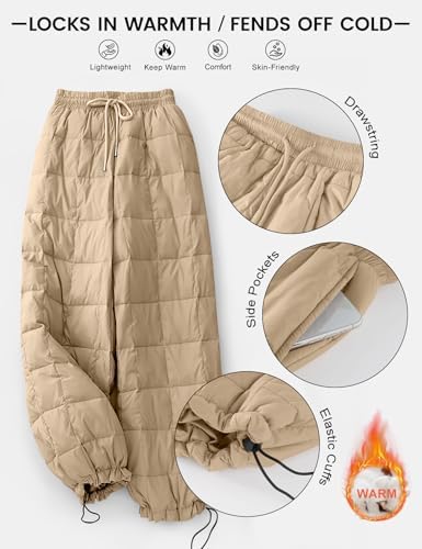 PEHMEA Womens Winter Snow Pants Windproof Warm Wide Leg Ski Casual Trousers