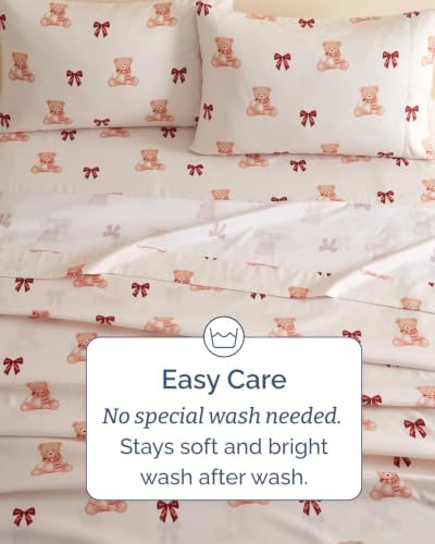 Christmas Sheet Set, Teddy Bears, Holiday Xmas Bedding Set - Split King