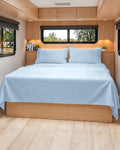 Short Queen Size 4 Piece Bed Sheet Set - RV Short Queen Sheets - Light Blue