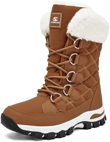 HOBIBEAR Womens Winter Boots Warm Faux Fur Lined Snow Boots Cold Weather Outdoor Shoes Water Resistant
