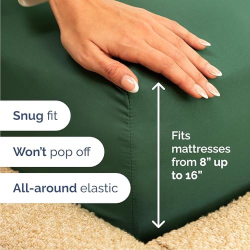 Cal King Size 4 Piece Sheet Set - Breathable & Cooling - Emerald Green