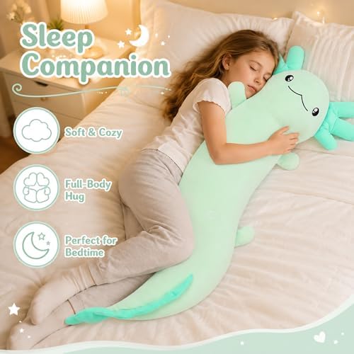 Tezituor Axolotl Stuffed Animal Plush Body Pillow Teen Girls Gift, 48 inch