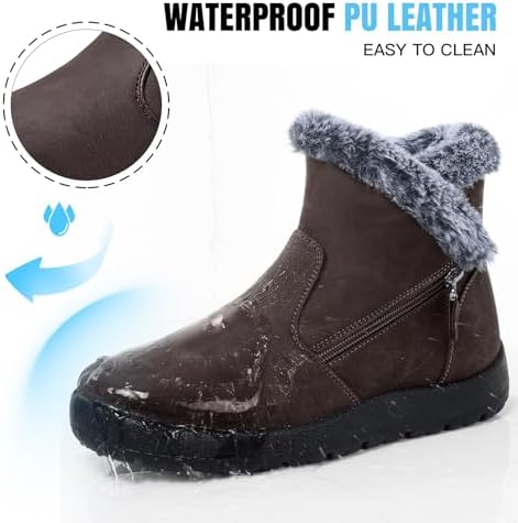 SHIBEVER Winter Snow Boots for Women: Waterproof Ankle Warm Fur Lined Boot