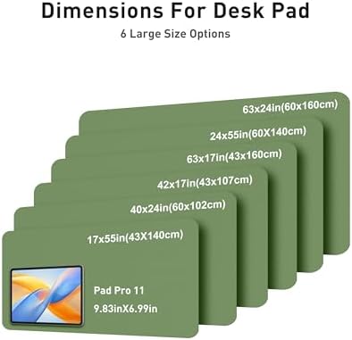 Aothia Faux Leather Desk Mat - Large Mouse Pad, Non-Slip PU Leather Blotter, Waterproof Writing Surface for Office and Home (Olive Green, 40" x 24")