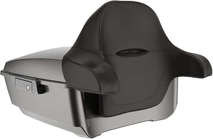 Advanblack Road Glide Tour Trunk Pack Silver Flux King Tour Trunk Pack Luggage +Wrap-Around Backrest Pad for '97-'25 Harley Touring Road King Street Glide Electra Glide CVO models