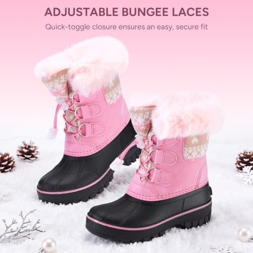 Stelle Girls Snow Boots with Faux Fur Collar Kids Winter Warm Boot
