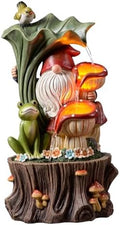 Kalona Outdoor Water Fountain, Gnome Tree Stump Waterfall with LED Lights