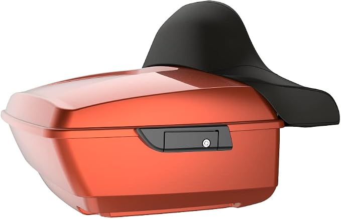 Advanblack Road Glide Tour Trunk Pack Orange Lava King Tour Trunk Pack Luggage +Wrap-Around Backrest Pad for '97-'25 Harley Touring Road King Street Glide Electra Glide CVO models