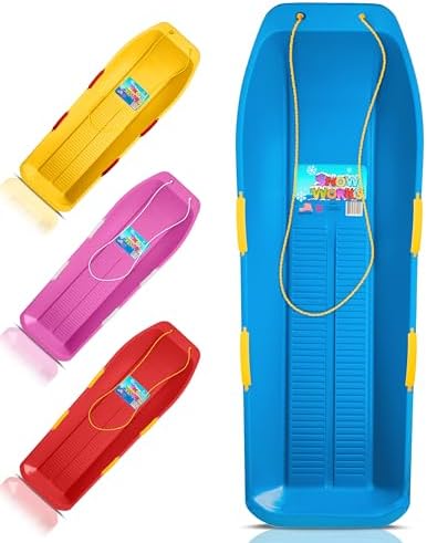 47.5" Toboggan Lifetime Sled: Durable High-Density Plastic Sleds for Adults, Kids, and Teens 2 Person Snow Sleds for Kids and Adults W/Handles and Pull Rope