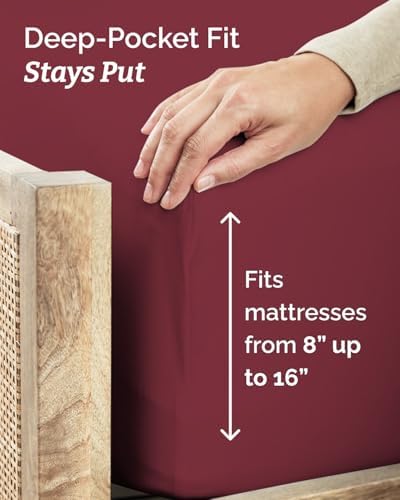 Twin XL Size 3 Piece Sheet Set - Breathable & Cooling Sheets - Burgundy
