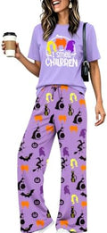 Skull Sets for Women Halloween Bloody Shirts Dancing Skeleton 2 Pc Set