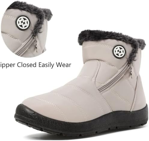 Eagsouni Snow Boots for Women Winter Waterproof Warm Zip Ankle Boots