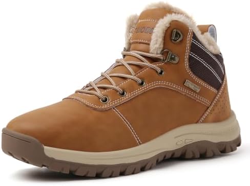 TSIODFO Men's Waterproof Snow Boots Leather Hiking Boot