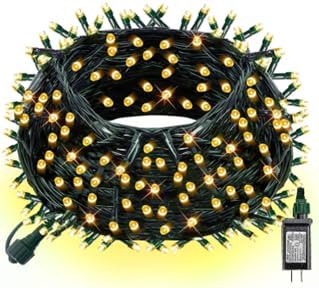 ASENEK Extra Long Christmas Tree Lights 197FT 600 LED Connectable 8 Modes with Timer Decorative String Lights for Xmas Tree Patio Party Warm White