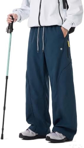 Men's Water-Repellent Ski Snow Hiking Pants Baggy Straight Leg