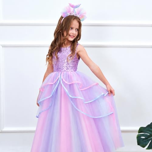 Unicorn Mermaid Princess Dress Up Clothes for Little Girls – Costume, Jewelry and Headband