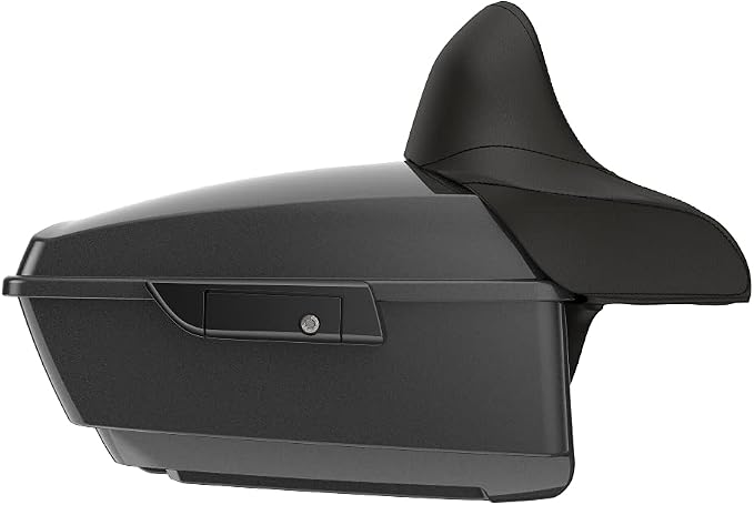 Advanblack Road Glide Tour Trunk Pack Black Quartz King Tour Trunk Pack Luggage +Wrap-Around Backrest Pad for '97-'25 Harley Touring Road King Street Glide Electra Glide CVO models