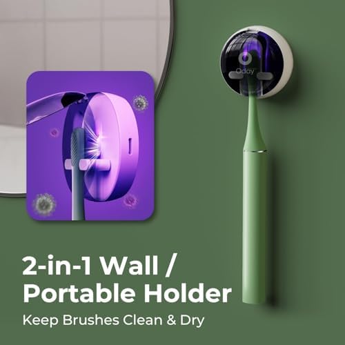 ODAY Electric Toothbrush with Wall Mounted Toothbrush Holder+ 10 Replacement Brush Heads Bundle – Complete Oral Care Kit with 3 Brushing Modes, Smart Timer, IPX7 Waterproof, 1 Month+ Battery
