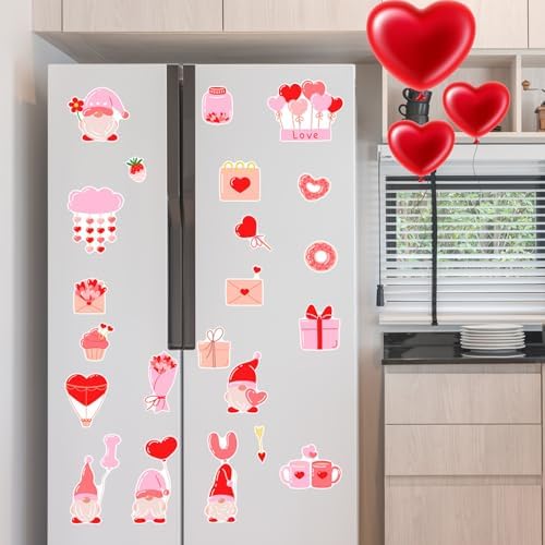 Valentine's Day Magnets for Refrigerator - Romantic Heart & Love Theme Magnetic Decor Set, Fun Kitchen & Office Accessories (Valentine's Day)
