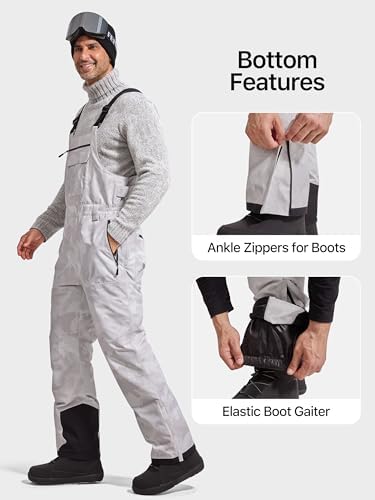 FREE SOLDIER Mens Snow Bibs Ski Snow Pants Softshell Ski Bib Overalls