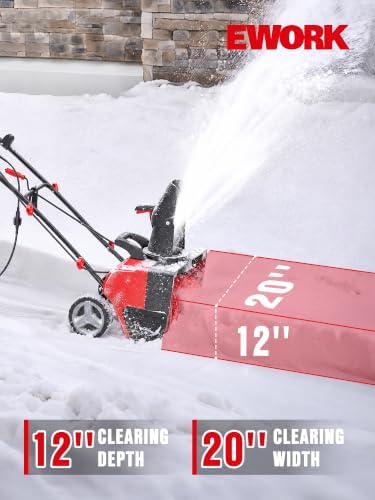 EWORK 20" Corded Snow Blower, 15 Amp Electric Snow Blower w/Dual LED Lights