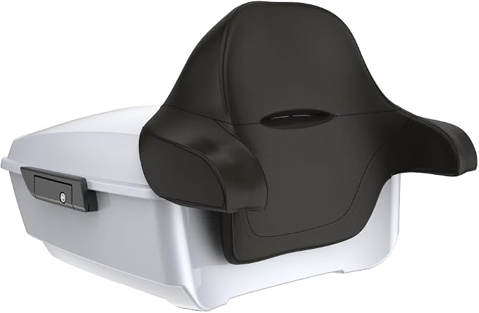 Advanblack Road Glide Tour Trunk Pack White Onyx Pearl King Tour Trunk Pack Luggage +Wrap-Around Backrest Pad for '97-'25 Harley Touring Road King Street Glide Electra Glide CVO models