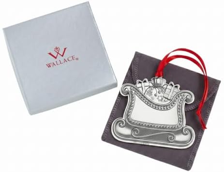 Wallace 2026 Silver-Plated Sleigh Christmas Ornament 14th Edition - Engraveable Holiday Collectible, Handcrafted in USA, Includes Gift Box, Ribbon and Velvet Pouch