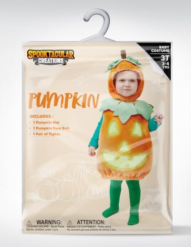 Spooktacular Creations Halloween Baby Pumpkin Costume with Green leaves for Toddler Kids Halloween Dress Up Pumpkin Party