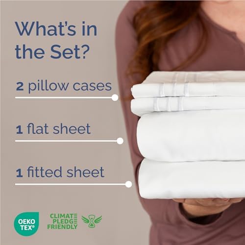 Full Size 4 Piece Sheet Set - Comfy Breathable & Cooling Sheets - White