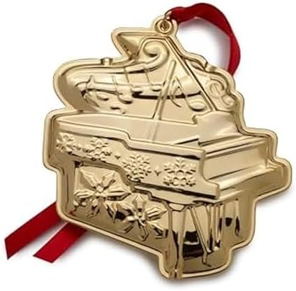 Wallace Gold-Plated Piano Ornament 2025-4th Edition Annual Collectible Holiday Ornament for Music Lovers, Handcrafted in USA, Comes with Gift Box, Ribbon and Velvet Pouch