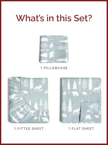 Christmas Sheet Set, Woodlands, Holiday Xmas Bedding Set - Twin XL Size